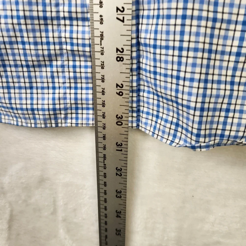 Ralph Lauren Mens L Blue Check Oxford Shirt Classic Fit‎ Long Sleeve Polo Logo